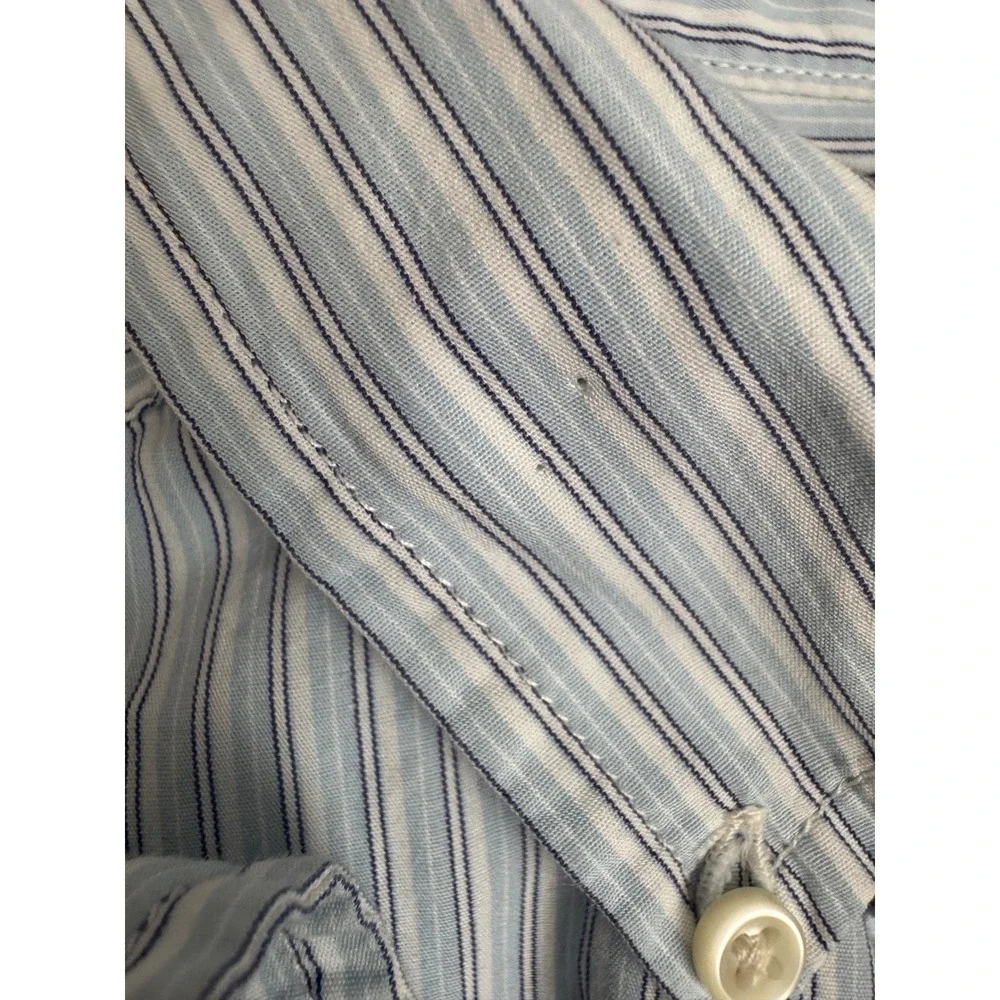 Ralph Lauren Boys Striped‎ Button Down Shirt Blue White Pony Logo Size M (10-12)